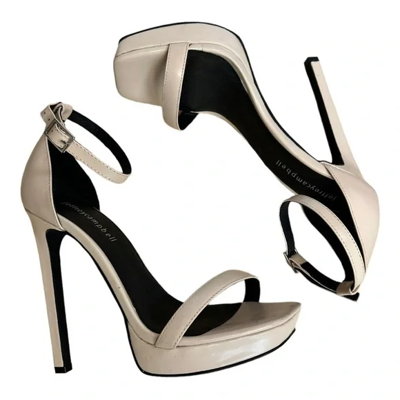 Jeffrey Campbell Nude Platform Heels Sandal Strap 7.5 - Picture 14 of 14